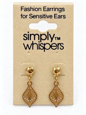 Simply Whispers NWT Gold Tone Filigree Drop Earrings Sensitive Ears